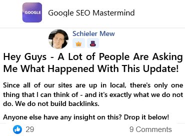 google se update and websites that didnt build new backlinks