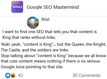 content is king and backlinks are troop