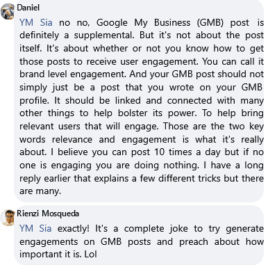 some experts said they update posts on google my business gmb weekly to keep seo power