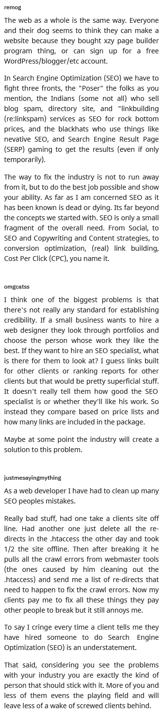 someone quitted the seo industry because everyone can mention themselves as an seo specialist
