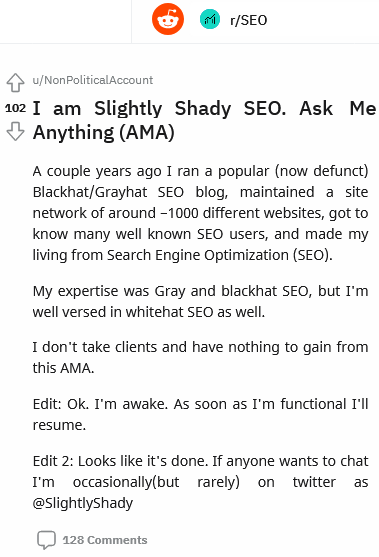 someone opened ama about seo blackhat and gray hat