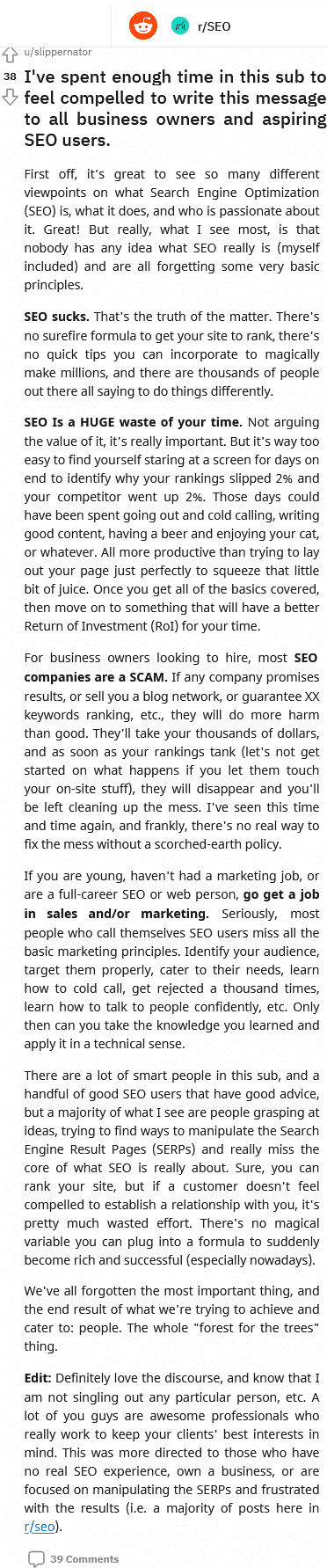 when did you think that seo scams