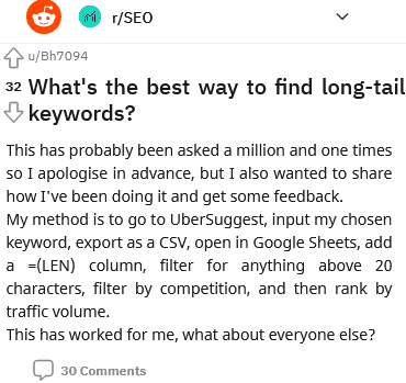 using ubersuggest to find long tail keywords