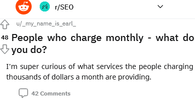 what seo services in the package are the people charging thousands of dollars a month