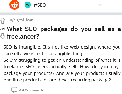 what seo packages do you sell as a freelancer