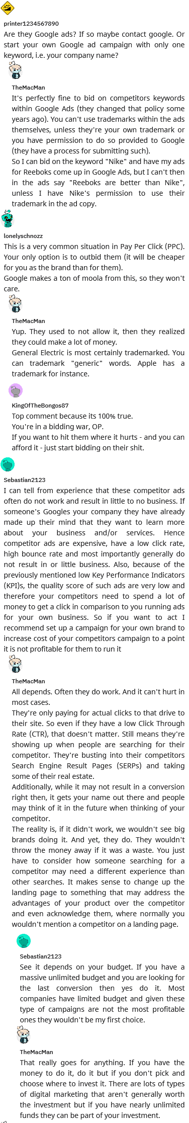 a competitor using your company name for their ads you should bid a war within google ads