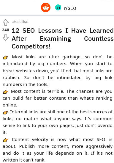 12 seo lessons including content publishing velocity