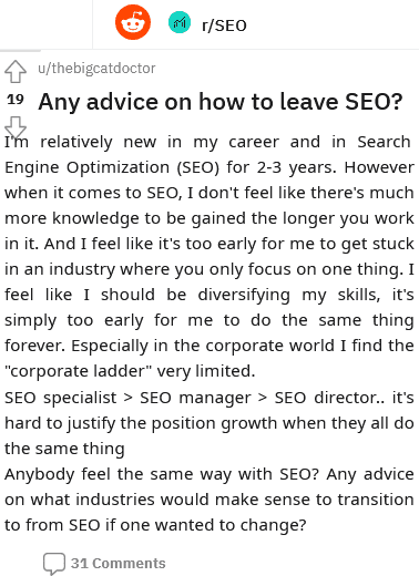 advice on how to leave excessive SEO news