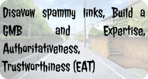 Disavow spammy links, Build a GMB and Expertise, Authoritativeness, Trustworthiness (EAT)