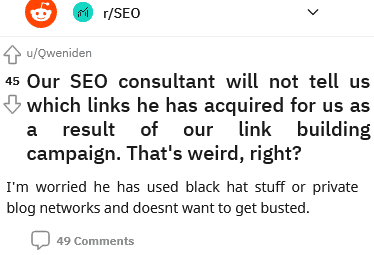 An SEO VA Does Backlinks, but they Don't always Make the Report. The Client Gets Worried about Using Black Hat Way