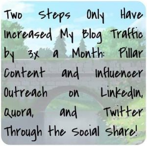 Two Steps Only Have Increased My Blog Traffic by 3x a Month: Pillar Content and Influencer Outreach on LinkedIn, Quora, and Twitter Through the Social Share!
